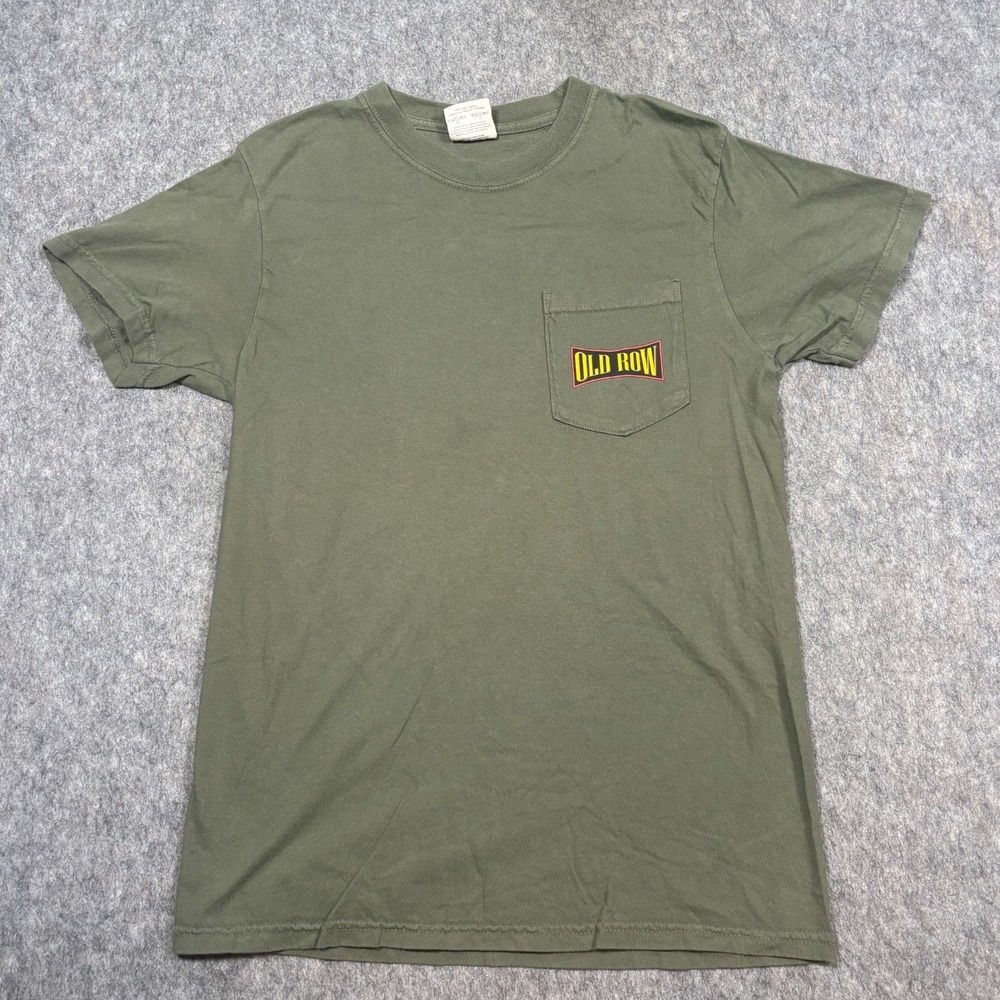 Comfort Colors Tee Men's Size Small Army Green Old Row Pocket Graphic T-Shirt